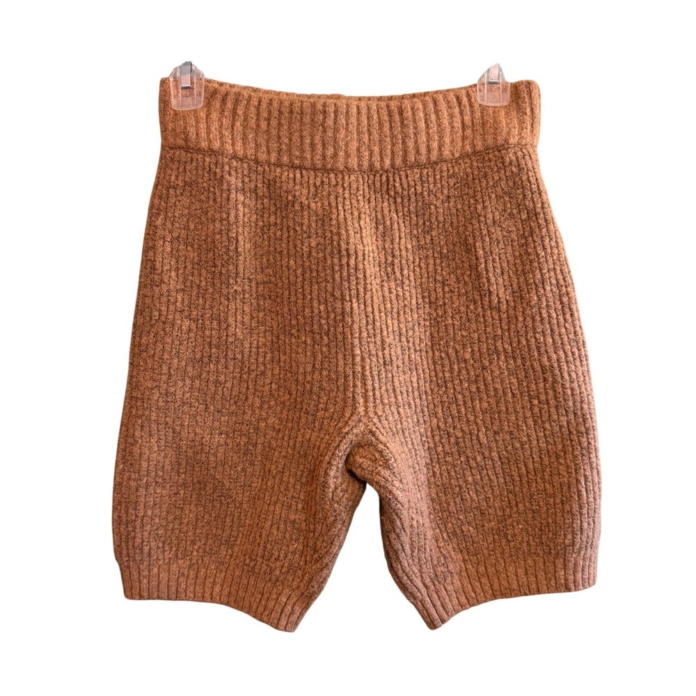 Fashion Nova Womens Cozy Warm Ribbed Knit High Waisted Lounge Shorts Brown Small